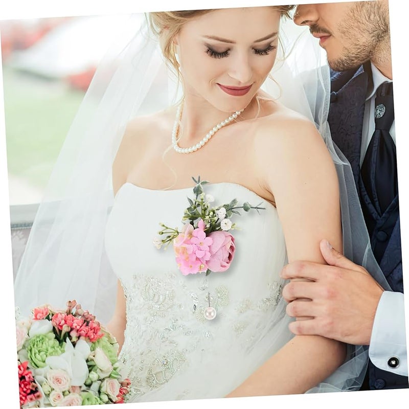 Realistic White Flower Corsage Brooch For Bride Bridesmaid Wedding Prom Party - Image 3